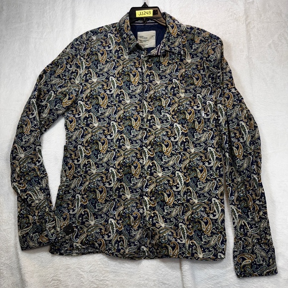Revolution Dress Shirt Mens Size Large Paisley Dress Shirt Preppy 70s Long Sleev - Picture 1 of 12